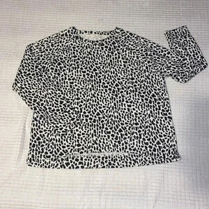 Lou & Grey LOFT Cheetah Print Terry Sweatshirt - XL Black White